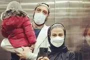 سلفی آسانسوری امیریل ارجمند و همسر بازیگرش