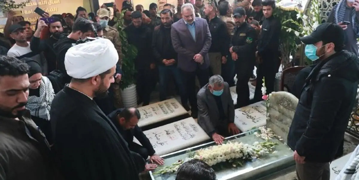 حضور رئیس سازمان بدر عراق بر سر مزار شهید ابومهدی المهندس