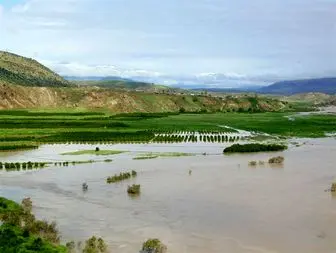 طغیان رودخانه سیمره و خسارت زدن به باغات و اراضی کشاورزی سیروان+تصاویر
