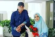 کیک تولد ساده خانم بازیگر در کنار همسرش /عکس