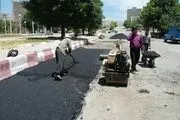 آسفالت‌ریزی و ترمیم معابر شهرستان نهاوند+ تصاویر