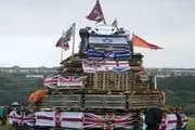 آتش زدن پرچم انگلیس و رژیم صهیونیستی در ایرلند شمالی
