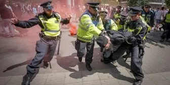درگیری پلیس لندن با هواداران فوتبال