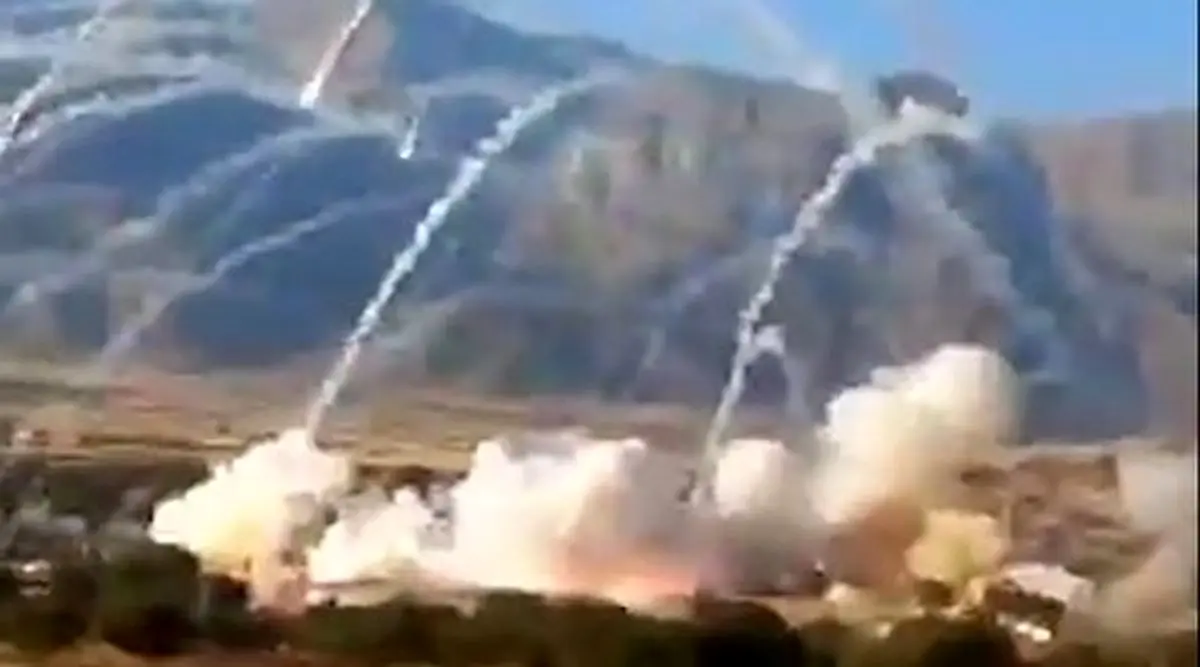 لحظه اصابت موشک اسرائیل به لانچر موشک ایران
