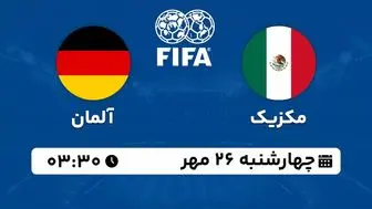 پخش زنده فوتبال مکزیک با آلمان ۲۶ مهر ۱۴۰۲