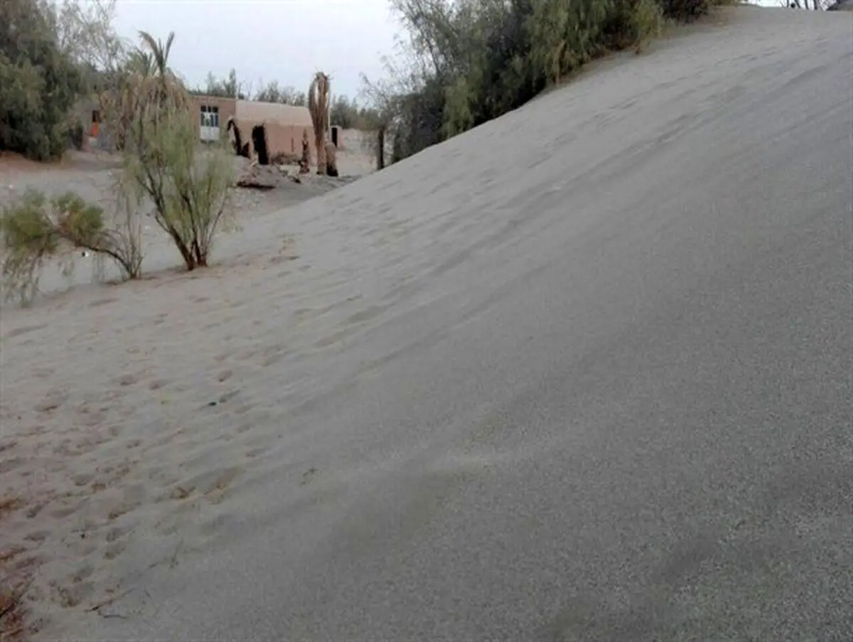 شنهای روان در حال بلعیدن روستای رضوانیه ریگان+تصاویر