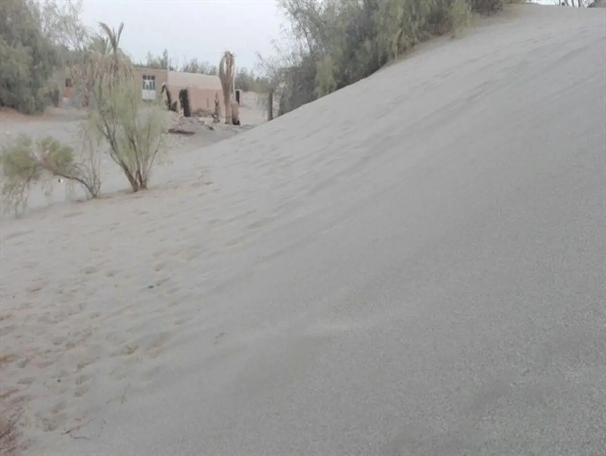 شنهای روان در حال بلعیدن روستای رضوانیه ریگان+تصاویر