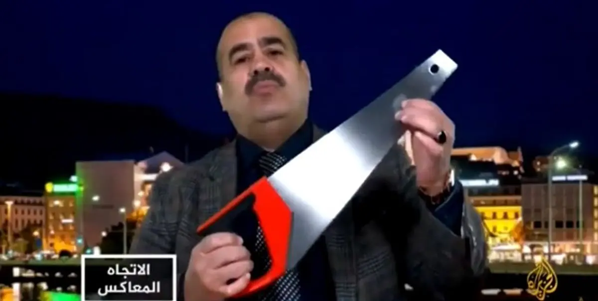 آوردن اَرّه به برنامه زنده برای اعتراض به جنایت های عربستان