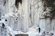 بزرگترین آبشار خراسان بطور کامل یخ زد