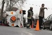 واژگونی تانکر حامل بنزین در جاده مخصوص کرج