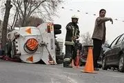 واژگونی تانکر حامل بنزین در جاده مخصوص کرج