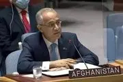 نماینده دولت اشرف غنی در سازمان ملل سخنرانی می‌کند