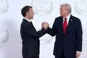 کشمکش ترامپ و مکرون هنگام دست دادن/فیلم